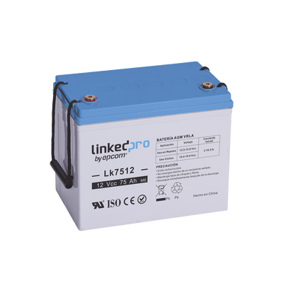 [LK7512] Batería de respaldo 12 V |  75 Ah | AGM | Especial para equipo electrónico | UPS  | Sistemas de Emergencia | Aplicaciones Fotovoltaicas | Terminales T3