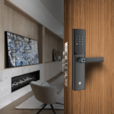 [MX83425] Cerradura Digital JULIUS / Sensor de Huella con Inteligencia Artificial / Registro de 100 Huellas y 100 Códigos / Bloqueo Automático / Modo Niños / IP54 / Incluye 2 Llaves de Alta Seguridad y 4 Tarjetas MIFARE