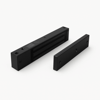 [MAG600NLEDB] Chapa magnética 600 lbs con LED Ultra-brillante Color negro / Libre de Magnetismo Residual / Sensor de estado de la placa/ Color Negro