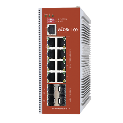 [WI-PCMS312GF-BT-I] Switch L2+ PoE Industrial / Administración Cloud-Web-CLI / 8 Puertos PoE af/at/bt 100/1000 Mbps / 2 Puertos SFP Gigabit / Presupuesto PoE 460 W / Protocolo ERSP (redundancia enlaces)