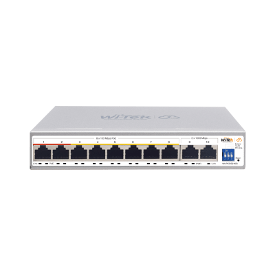 [WI-PCES210G] Switch PoE / Administración en la nube / Con 8 puertos 10/100 Mbsp PoE af/at / 2 Puertos Uplink 10/100/1000 Mbps /  Presupuesto 100 W / PoE hasta 250 metros / Soporta protocolo ONVIF
