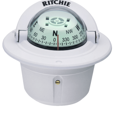 [F-50W] Brújula de Navegación Marítima Ritchie F-50W / Montaje Flush / Dial 2 3/4" (70 mm) / Iluminación Nocturna Verde / DirectiveForce Magnets / Construcción Compuesta Alta Temperatura / 100% Reparable