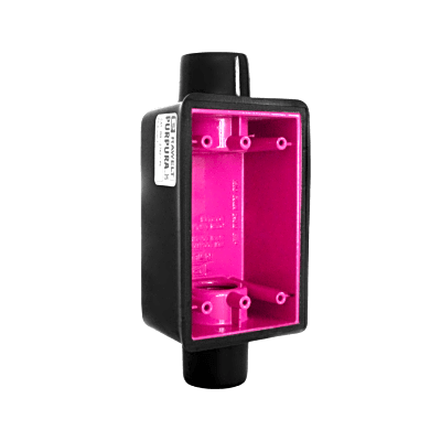[RR-0470-PC] Caja Rectangular de 1/2"/ Con Recubrimiento exterior de PVC e interior Purpura.