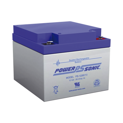 [PS-12260-F2] Batería 12V, 26AH, Para Respaldo, Tecnologías AGM/VRLA, 5 Años Vida Útil, Terminales F2, Reconocida UL  
