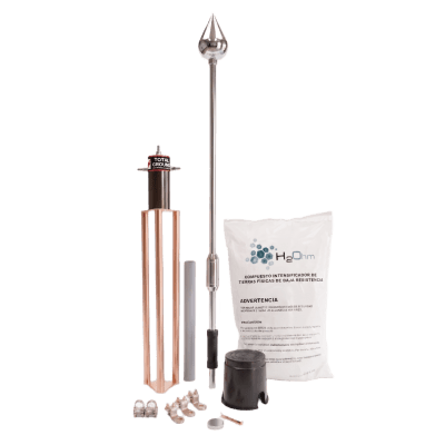[KIT-MASTER-PE15-ALU] Kit Pararrayo con Punta de Aluminio con Avance de Cebado de 60 m. y Accesorios de Instalación en Torre. 