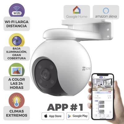 [CS-H8-3K] PT WiFi / (3K) 5MP / Visión 360° / Detección humana / Detección de Vehiculo / Audio de Dos Vías / Sirena / Luz Parpadeante / Colores en Oscuridad / Micro SD / Presets / Autoseguimiento / Exterior