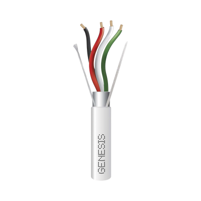 [2204-1101] Bobina de 305 Metros (1000 Pies) de Cable 4 x 22 AWG BLINDADO / RISER / Color Blanco / Para Aplicaciones de Audio, Seguridad y Control