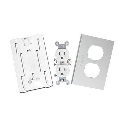 [INKA-100-DUPLEX] Contacto eléctrico doble, soporte y tapa de PVC auto extinguible y aluminio, universal (8191-10200)